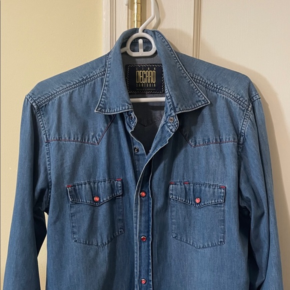 Casual Denim Shirt with Red Button Details - Picture 5 of 5